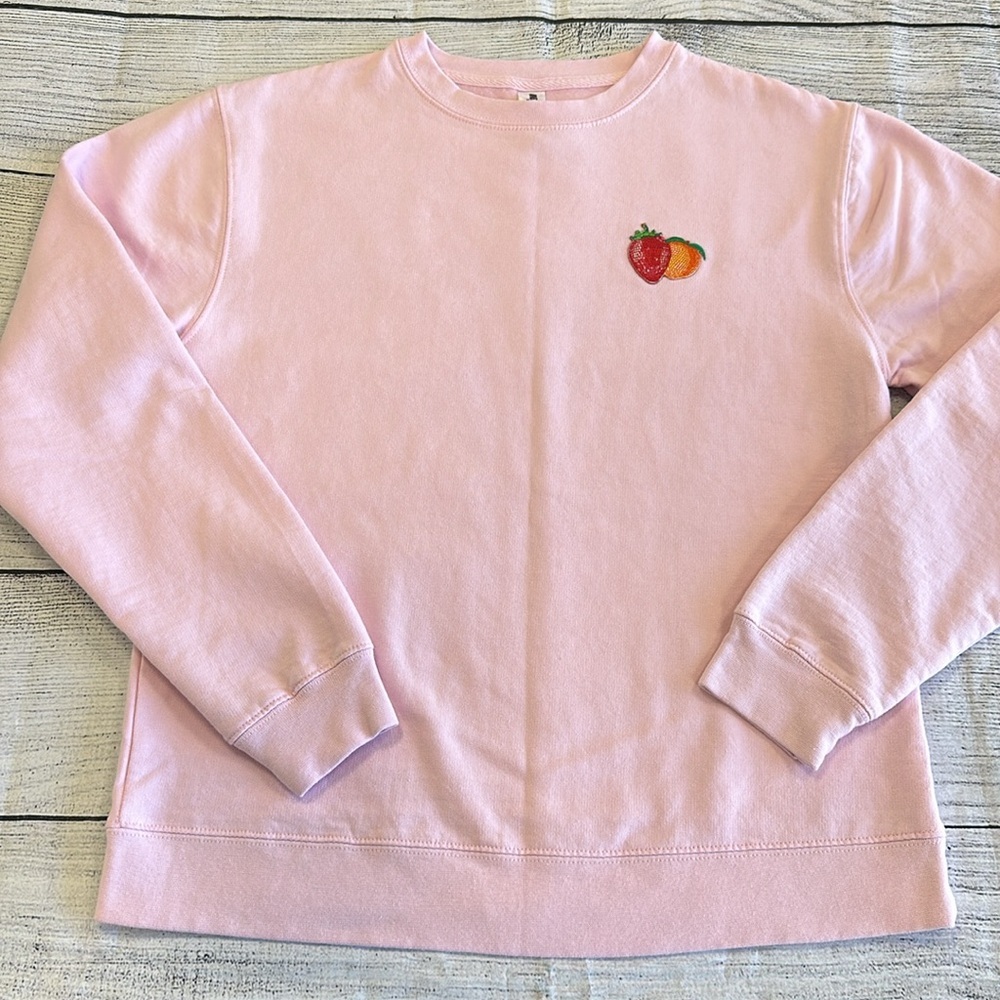 Confetti Sweet • Strawberry & Peach Pink Sweatshirt • Sz S • NEW! - Picture 6 of 10